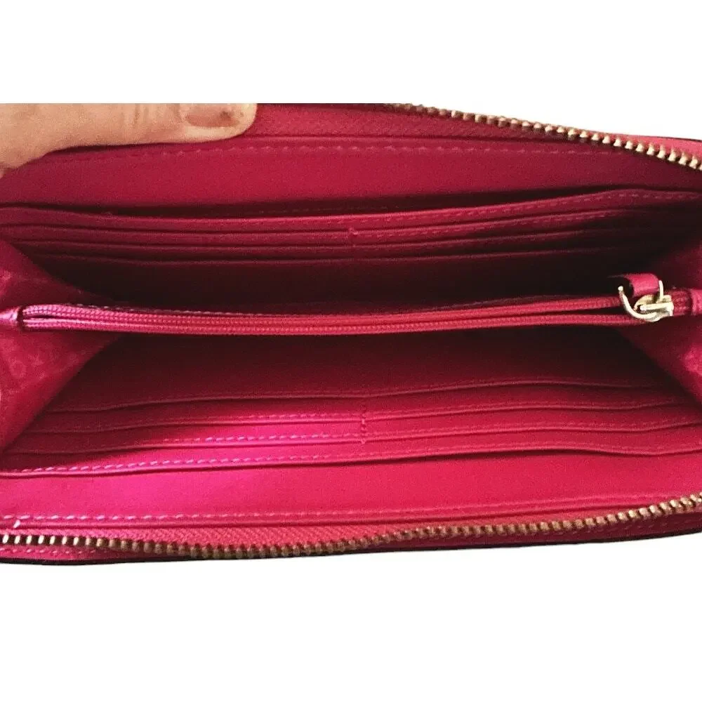 Kate Spade Layton Wellesley Leather Wallet Wristlet Hot Pink